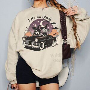 Let's Go Ghouls Halloween Sweatshirt - Sand